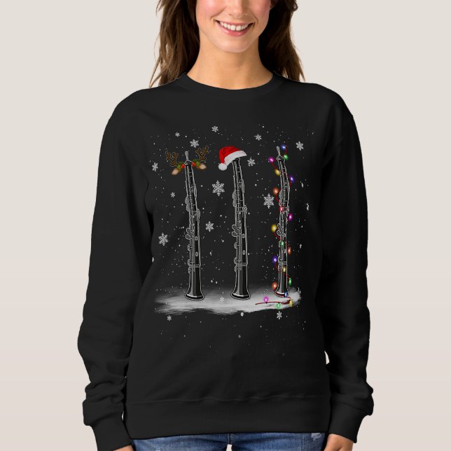 Clarinet med Reindeer Horn jul Light Santa Light S T Shirt (Framsida)