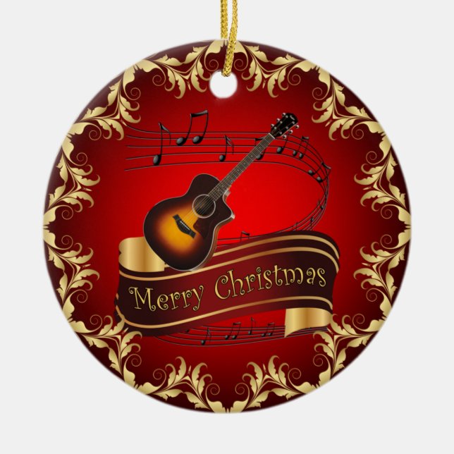 Clarinet ~ Musical Rulla ~ God jul ~ Julgransprydnad Keramik (Framsidan)
