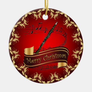 Clarinet ~ Musical Rulla ~ God jul ~ Julgransprydnad Keramik