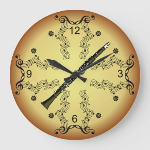 Clarinet ~ Musikens Rulla ~ Golden Background ~ Stor Klocka