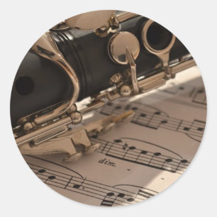 Clarinet musikinstrument med notation runt klistermärke