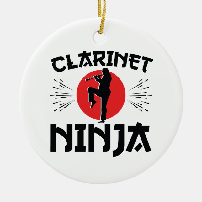 Clarinet Ninja Marching Band Julgransprydnad Keramik (Framsidan)
