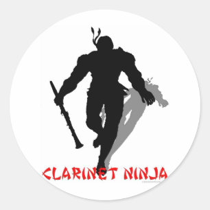 Clarinet Ninja Runt Klistermärke