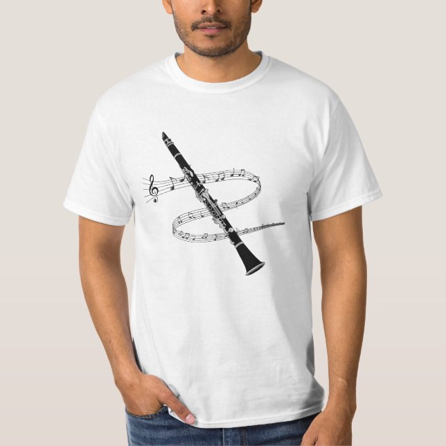 Clarinet och musik noter t shirt (Framsida)