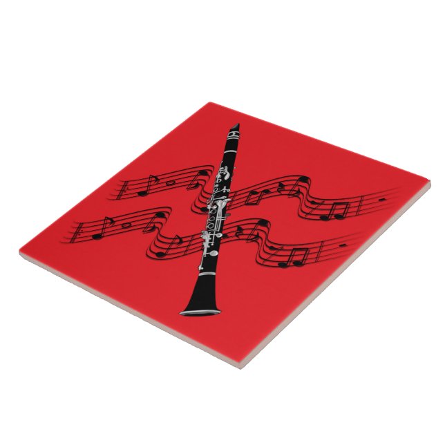 Clarinet på musikalisk bakgrund kakelplatta (Sidan)