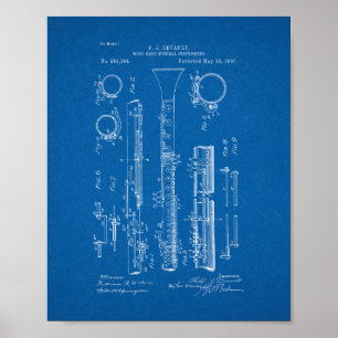 Clarinet Patent - blåkopia Poster