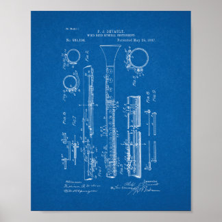 Clarinet Patent - blåkopia Poster