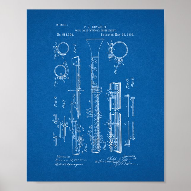 Clarinet Patent - blåkopia Poster (Framsidan)