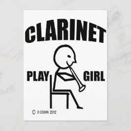 Clarinet Play Girl Vykort
