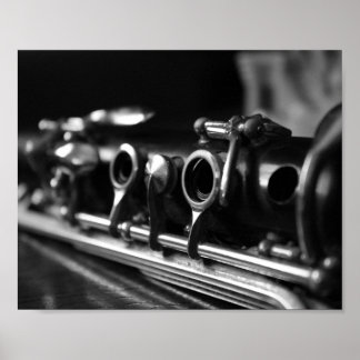 Clarinet Poster, svart och vitt fotografi Poster