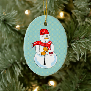 Clarinet Snögubbe Julgransprydnad Keramik