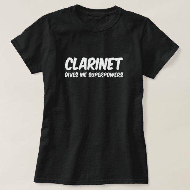 Clarinet Superpower Funny Superhjälte Music T Shirt (Design framsida)