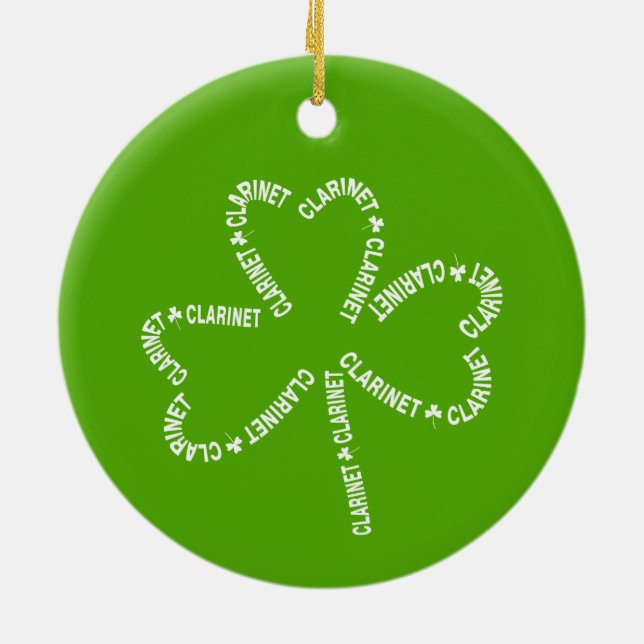 Clarinet Text Shamrock Julgransprydnad Keramik (Baksidan)