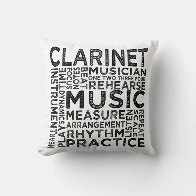 Clarinet Typography Kudde (Framsida)
