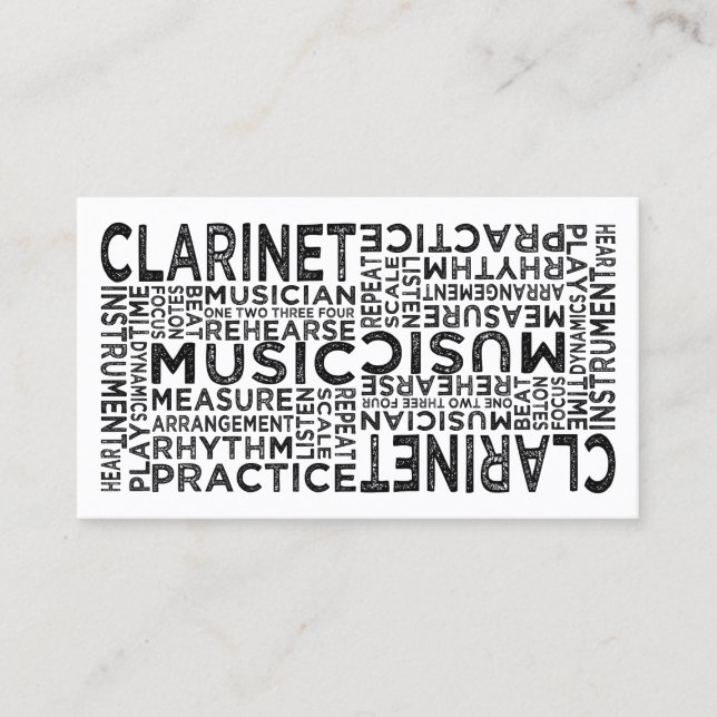 Clarinet Typography Visitkort (Framsida)