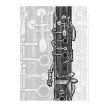Clarinet Upper Joint in Charcol Music Art Print