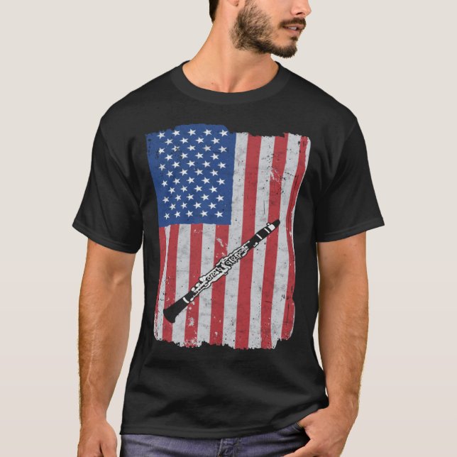 Clarinet Usa Flag Clarinet Player Clarinetist T Shirt (Framsida)