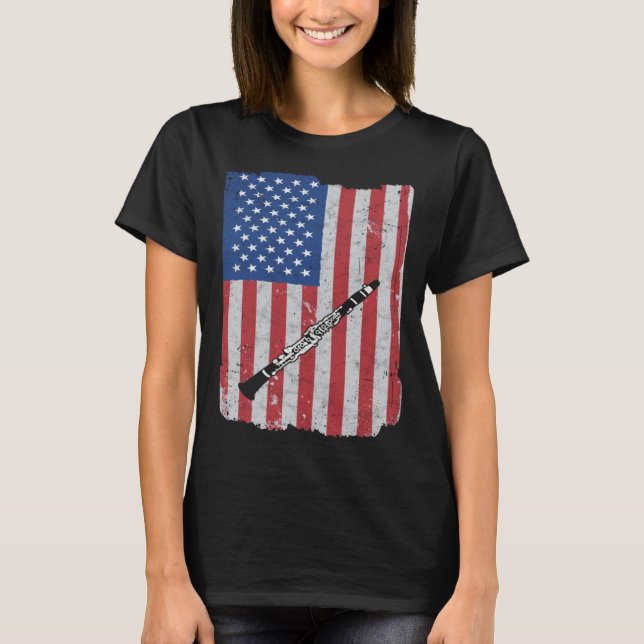 Clarinet Usa Flag Clarinet Player Clarinetist T Shirt (Framsida)