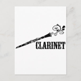 Clarinet Vector Swirl Design Vykort