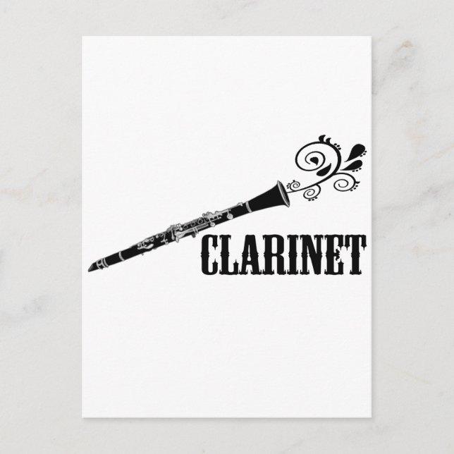 Clarinet Vector Swirl Design Vykort (Framsida)
