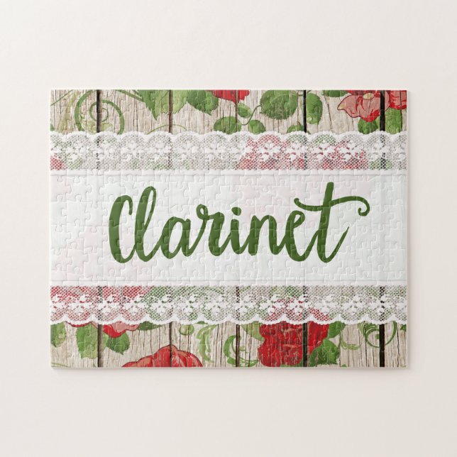 Clarinet Wood Snöre Rustic Ro Music Pussel (Horisontell)