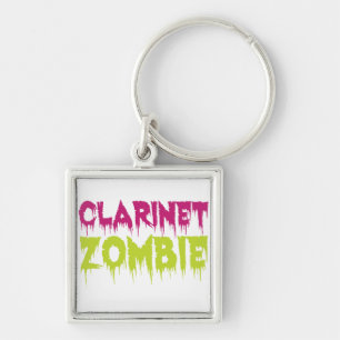 Clarinet Zombie Fyrkantig Silverfärgad Nyckelring