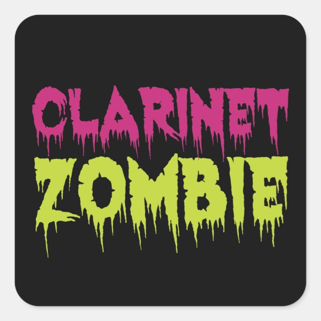 Clarinet Zombie Fyrkantigt Klistermärke (Framsida)