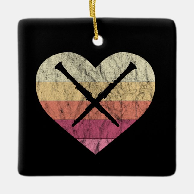 Clarinetist Kärlek Spelings Clarinet Julgransprydnad Keramik (Framsida)