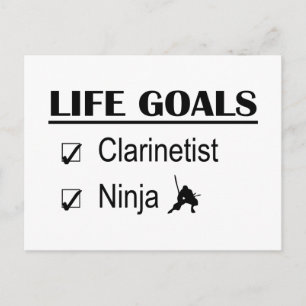 Clarinetist Ninja Life Goals Vykort