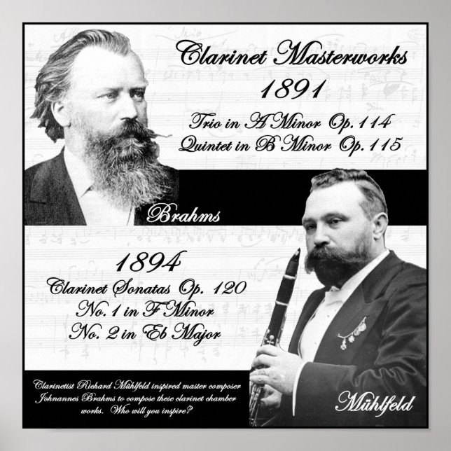 Clarinetist Richard Mühlfeld inspirerade Brahms Poster (Framsidan)