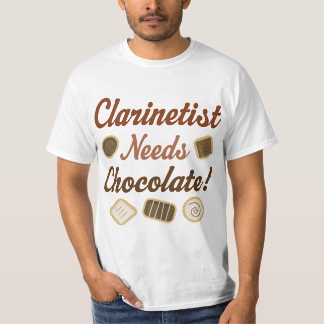 Clarinetistchoklad Tee Shirt (Framsida)
