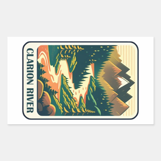 Clarion River Pennsylvania Färg Rektangulärt Klistermärke (Framsida)