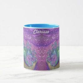 ~ CLARISSA ~ GLOSSY 3D Glossy Grönt Lila Blue Mugg