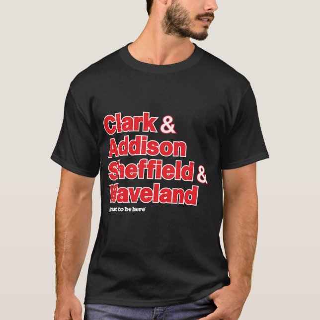 Clark & Addison Sheffield & Waveland Chicago T Shirt (Framsida)