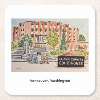 Clark County Rättshus Pappers Coaster Underlägg Papper Kvadrat