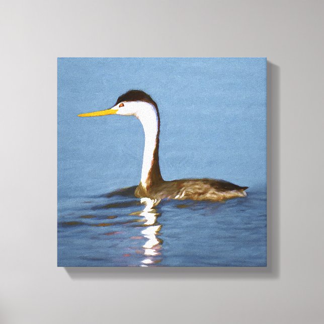 Clark Grebe Painting - Original Bird Art Canvastryck (Framsida)