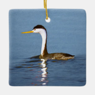 Clark Grebe Painting - Original Bird Art Julgransprydnad Keramik