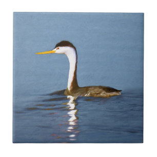 Clark Grebe Painting - Original Bird Art Kakelplatta