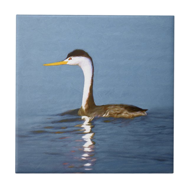 Clark Grebe Painting - Original Bird Art Kakelplatta (Framsidan)