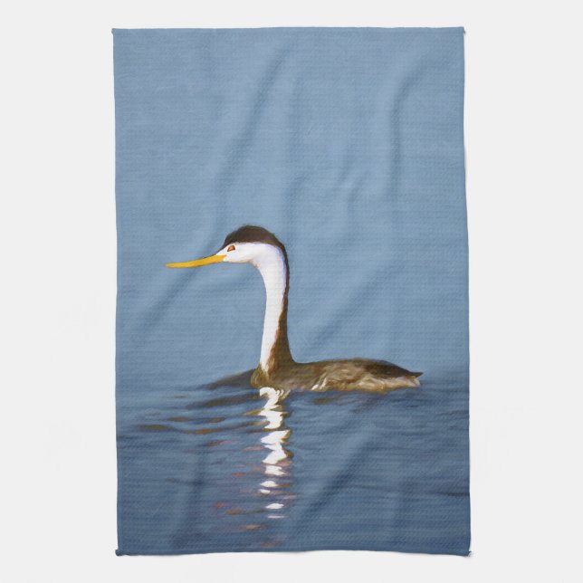 Clark Grebe Painting - Original Bird Art Kökshandduk (Vertikal)