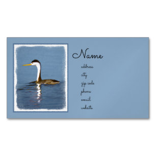Clark Grebe Painting - Original Bird Art Magnetiska Visitkort