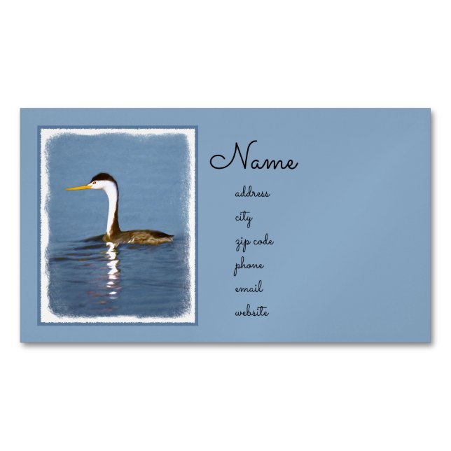 Clark Grebe Painting - Original Bird Art Magnetiska Visitkort (Framsida)