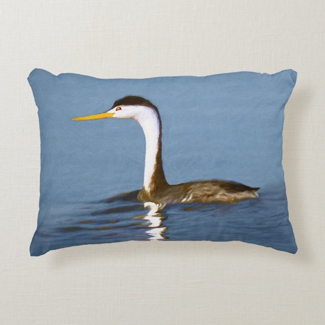 Clark Grebe Painting - Original Bird Art Prydnadskudde (Framsidan)