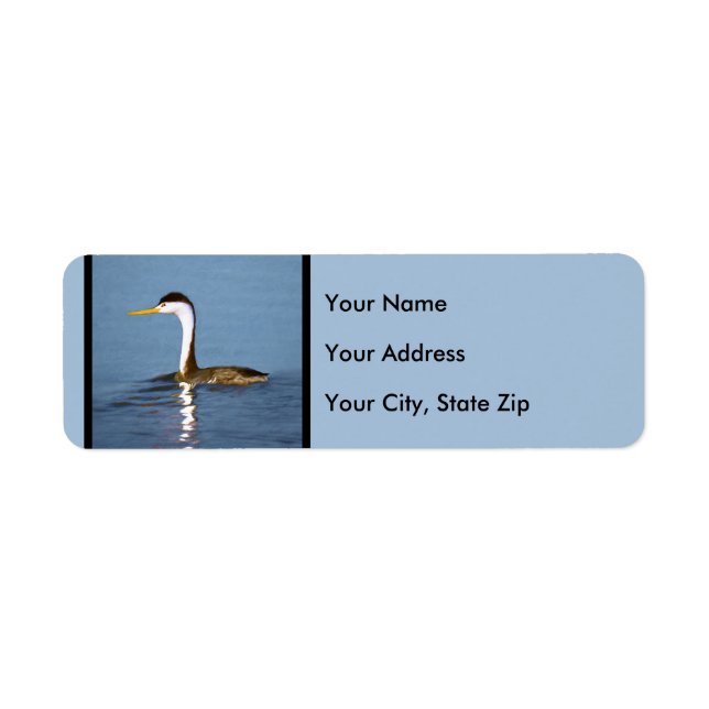 Clark Grebe Painting - Original Bird Art Returadress Etikett (Framsidan)