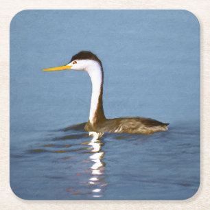 Clark Grebe Painting - Original Bird Art Underlägg Papper Kvadrat