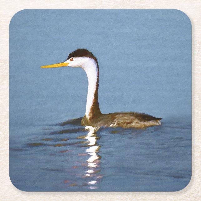 Clark Grebe Painting - Original Bird Art Underlägg Papper Kvadrat (Framsidan)