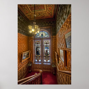 Clark Mansion Stached Glass Stairway - MONTANA Poster