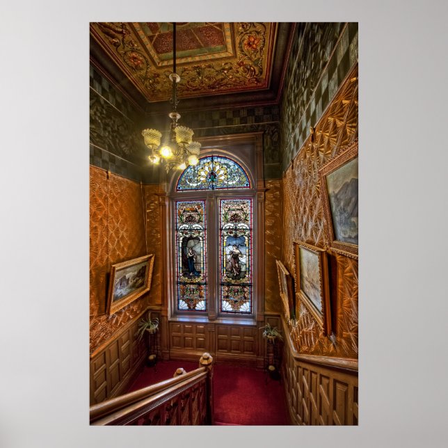 Clark Mansion Stached Glass Stairway - MONTANA Poster (Framsidan)