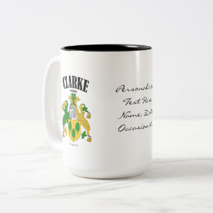 Clarke Family Crest, översättning och mening Två-Tonad Mugg