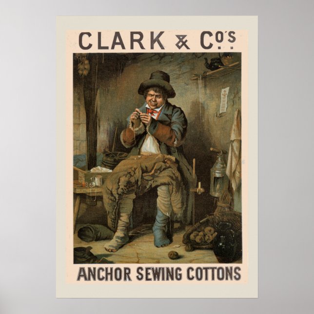 Clarks Anchor Sewing Cottons Vintage Advertisement Poster (Framsidan)